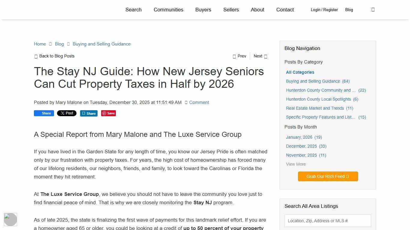The Stay NJ Guide: How New Jersey Seniors Can Cut Property Taxes in Half by 2026