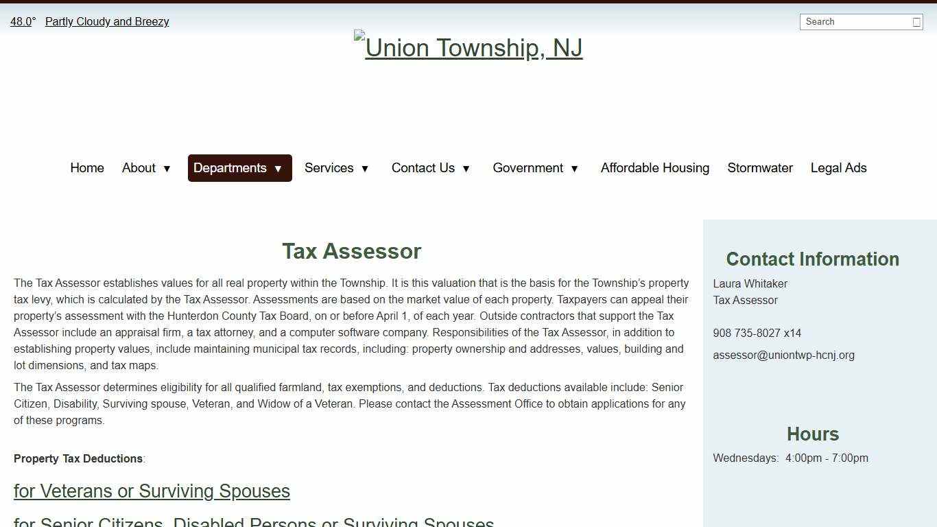 Tax Assessor - Union Township, NJ